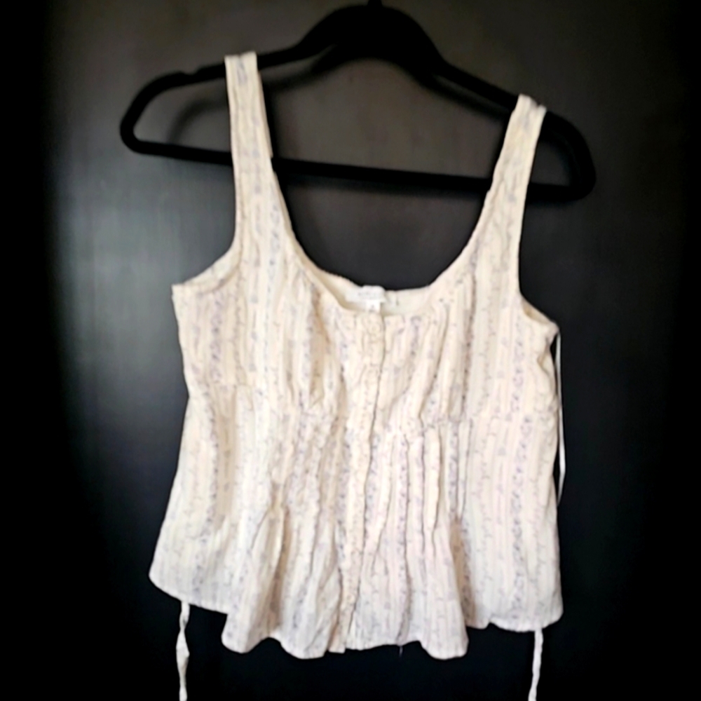 Women's Kirious White Floral Tank, Size M
